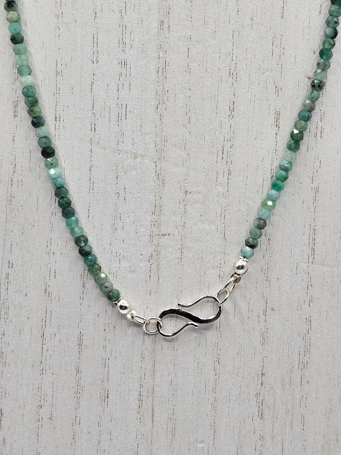 Emerald Necklace with Flower Carved Agate Pendant