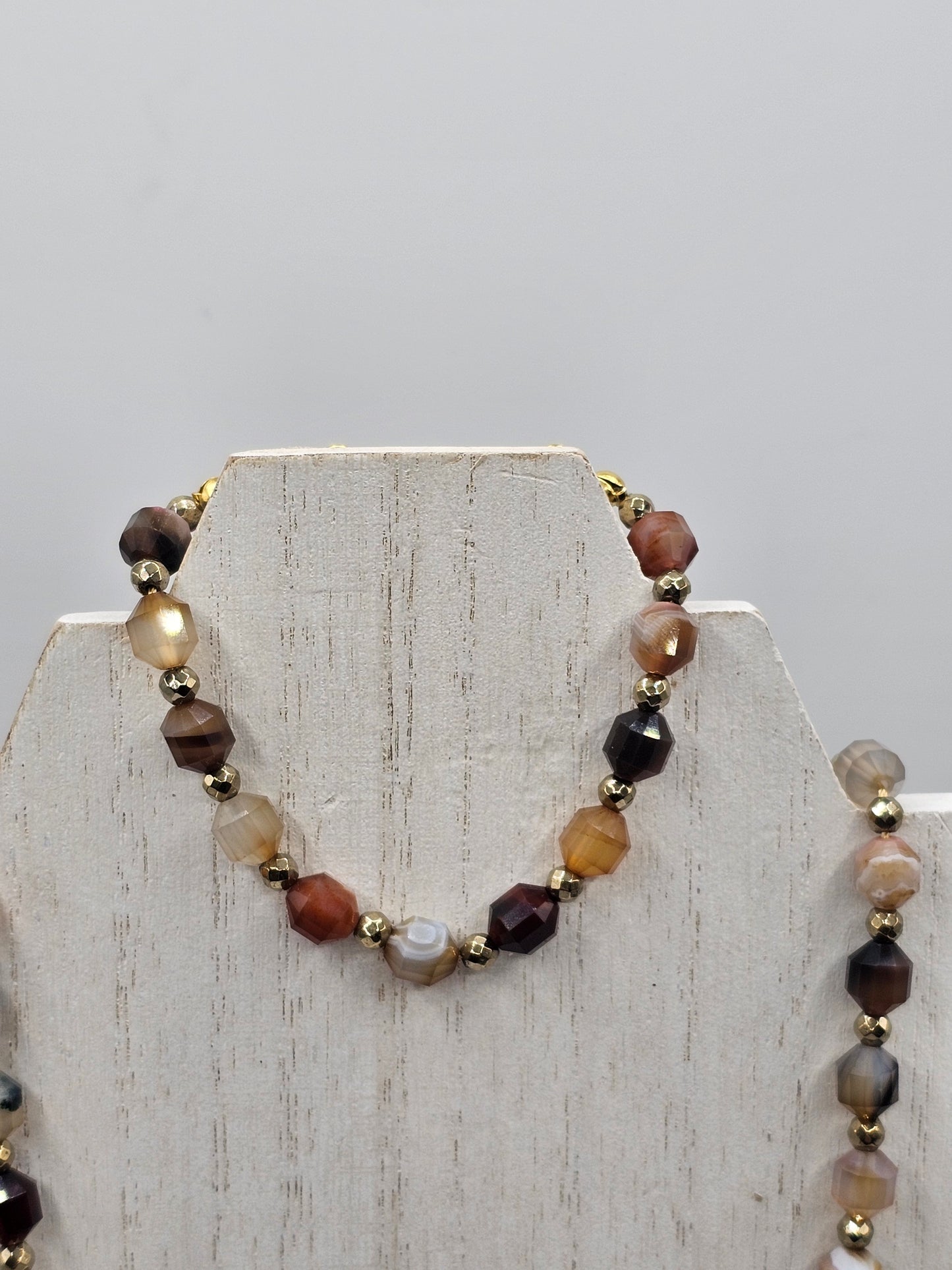 Brown Banded Agate & Antique Gold Hematite Bracelet