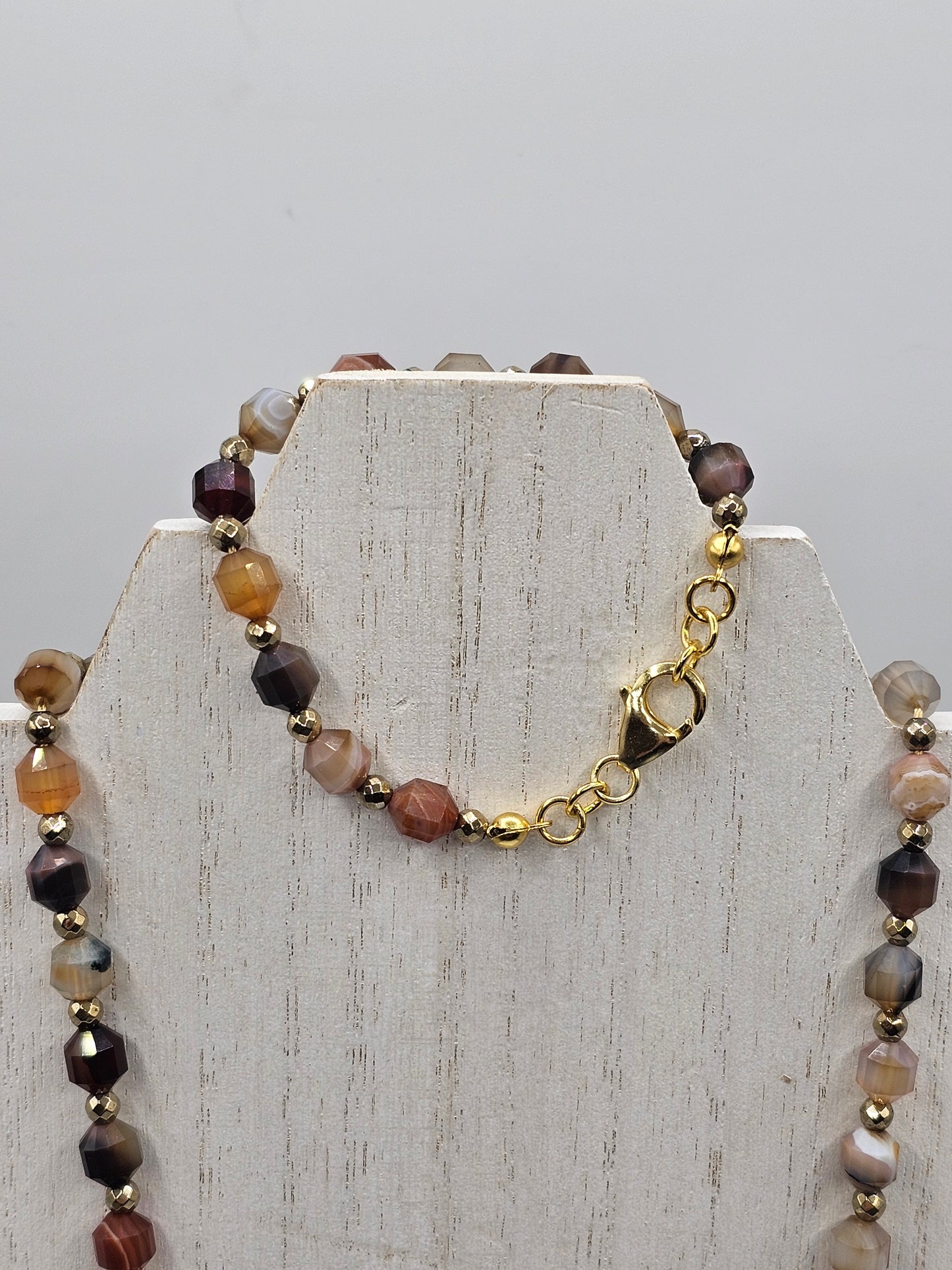 Brown Banded Agate & Antique Gold Hematite Bracelet