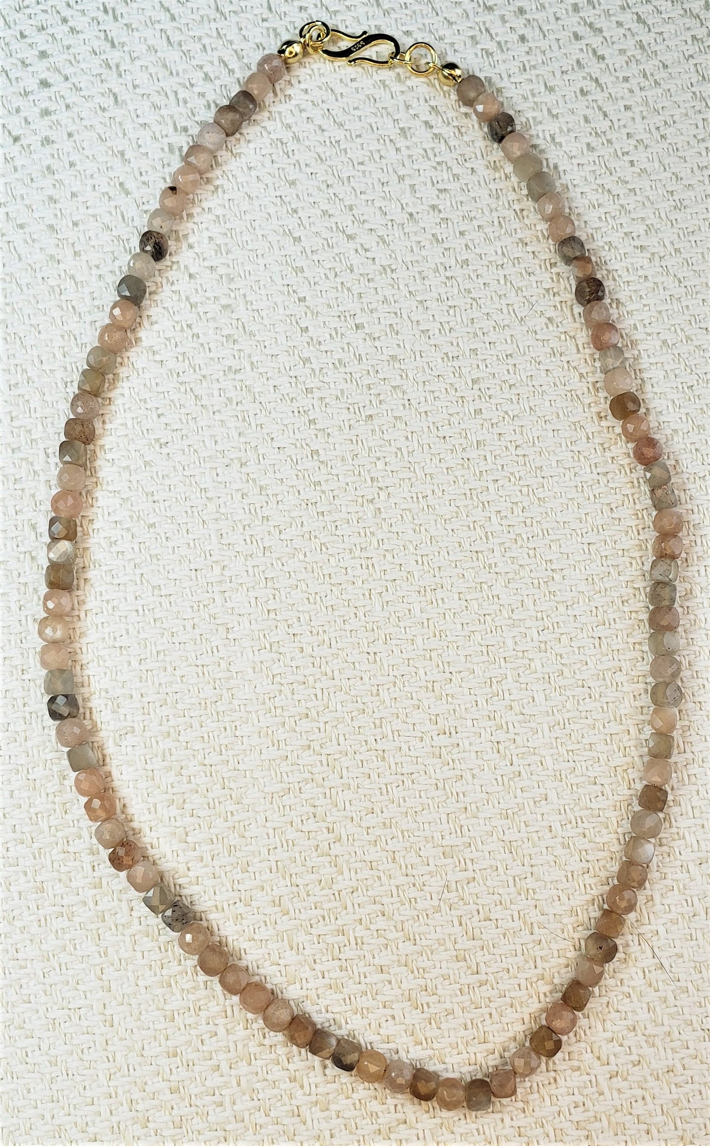 Peach and Silver Moonstone Necklace