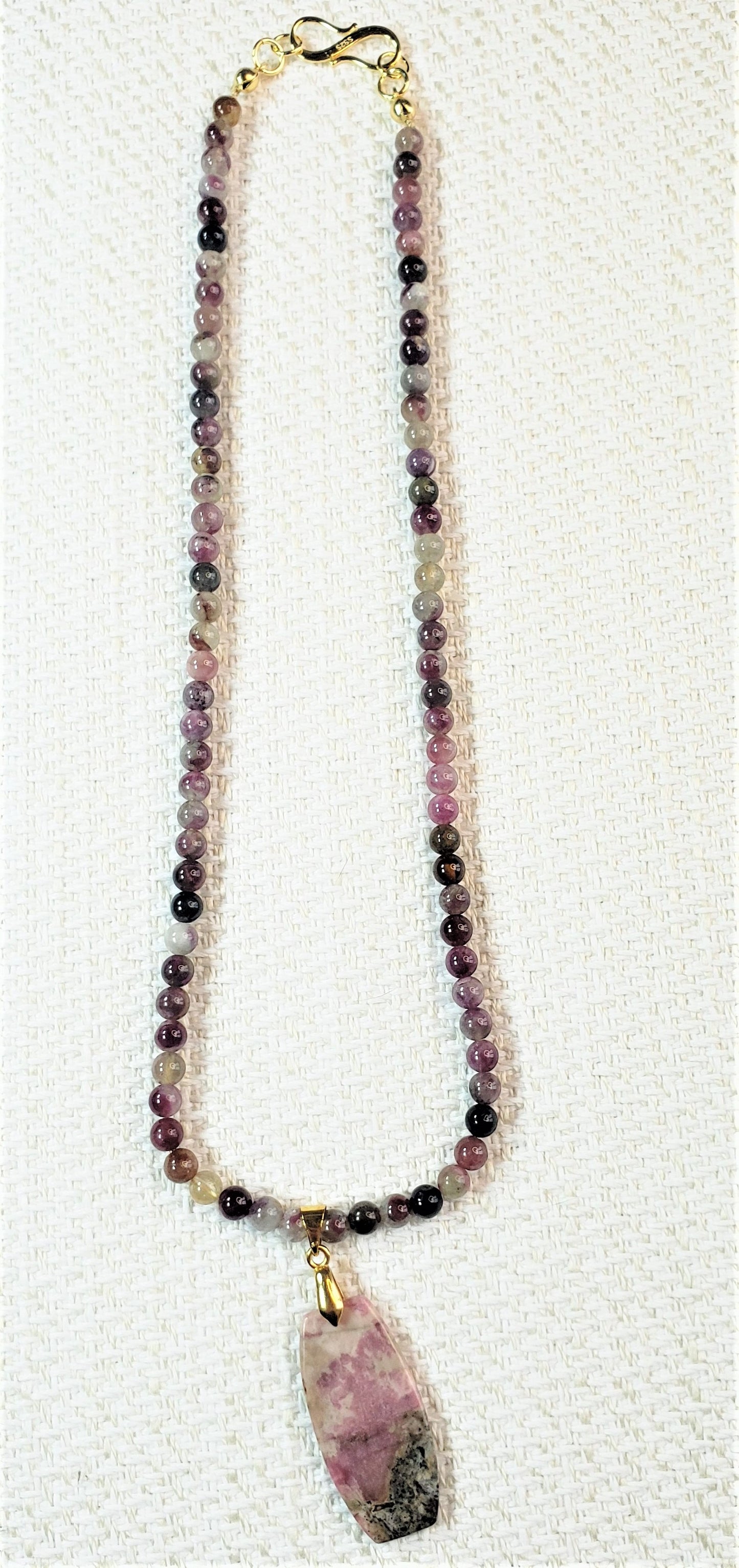 Mauve Tourmaline Necklace and Rhodochrosite Pendant