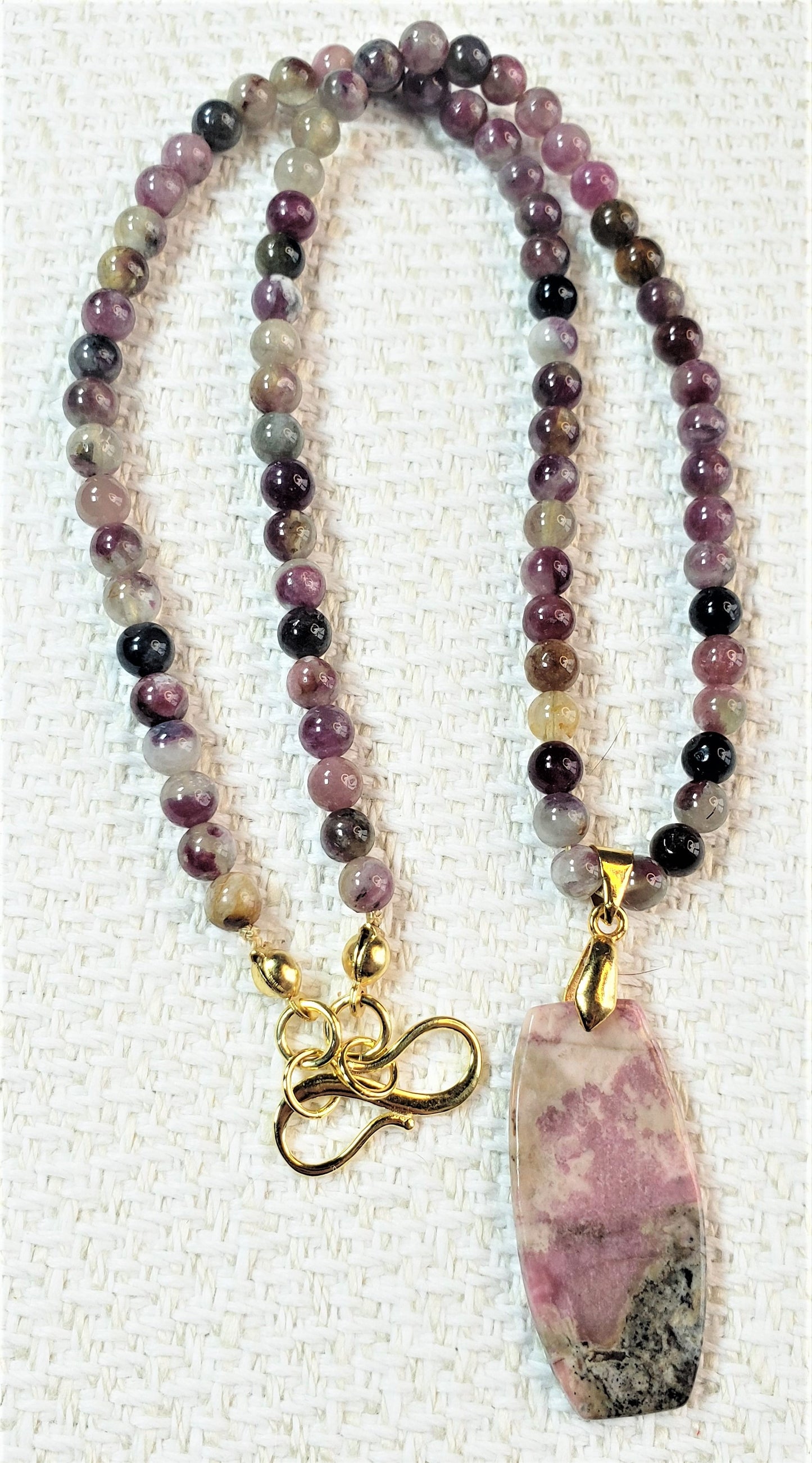 Mauve Tourmaline Necklace and Rhodochrosite Pendant