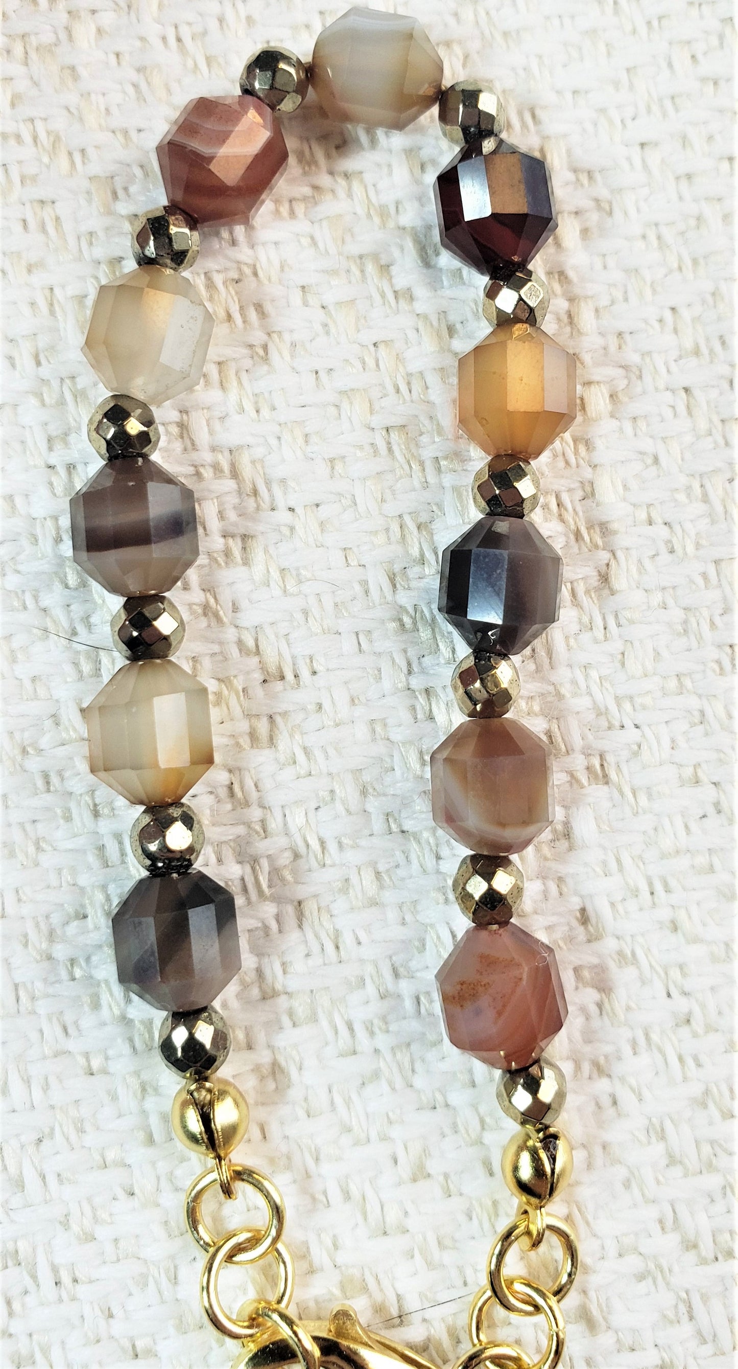 Brown Banded Agate & Antique Gold Hematite Bracelet