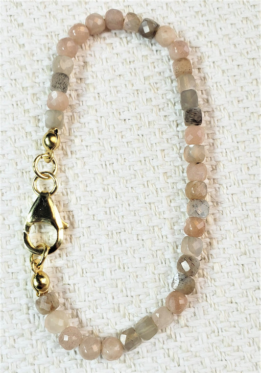 Peach and Silver Moonstone Bracelet