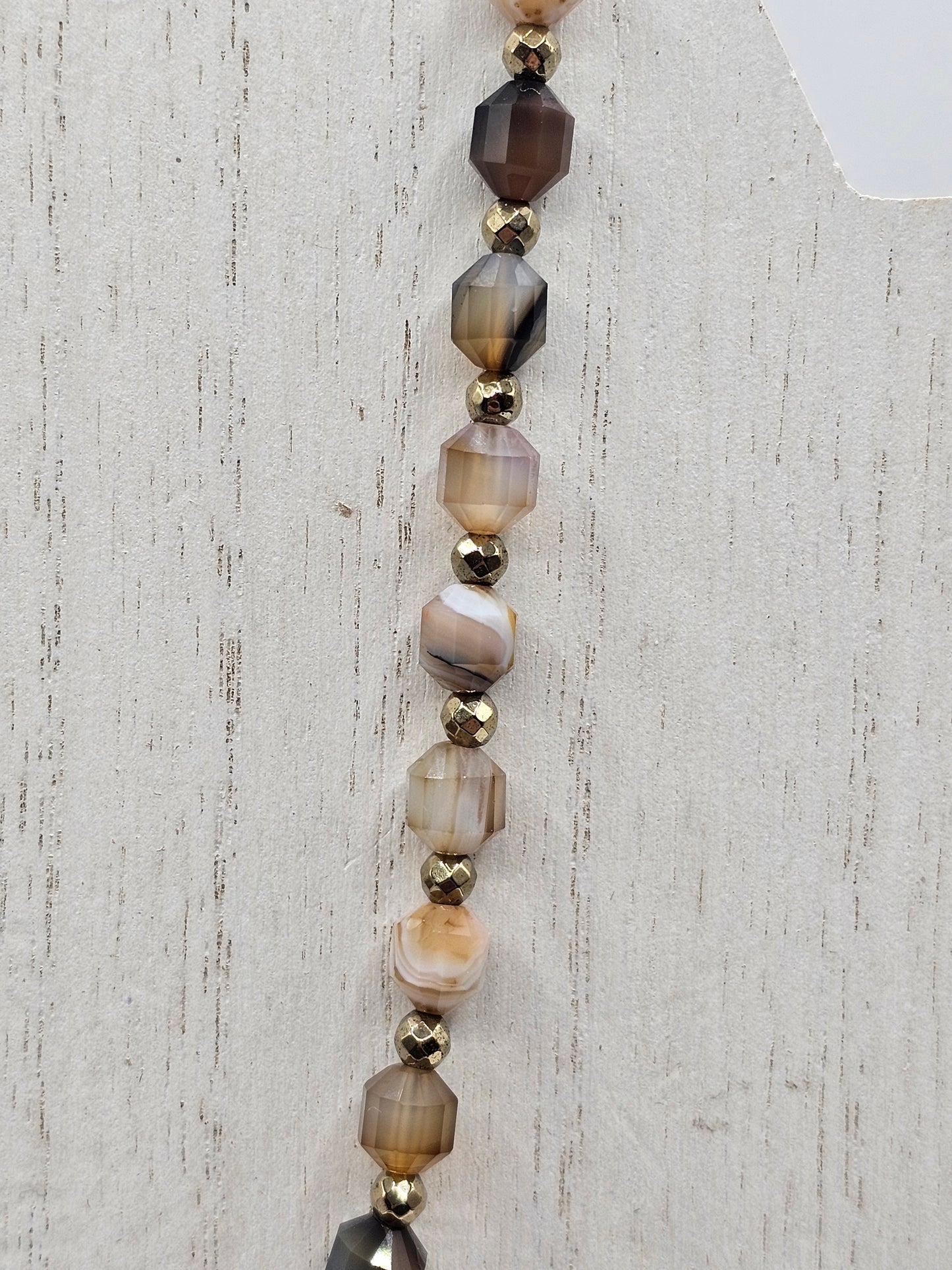 Brown Banded Agate and Antique Gold Hematite Necklace