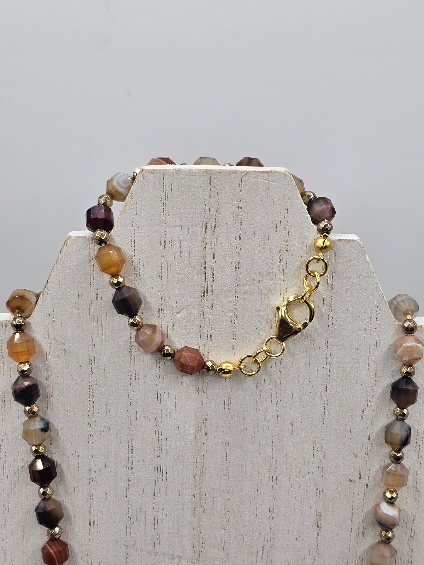 Brown Banded Agate & Antique Gold Hematite Bracelet