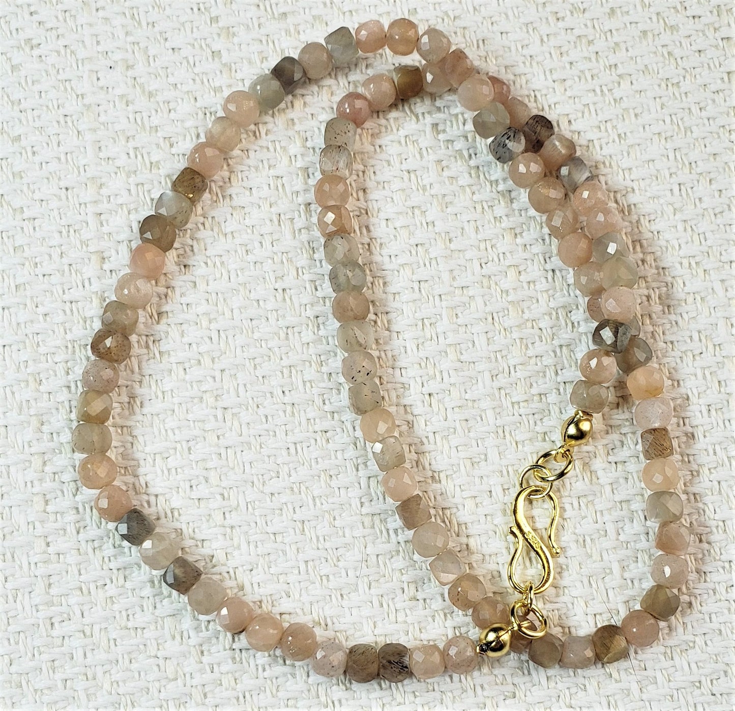 Peach and Silver Moonstone Necklace