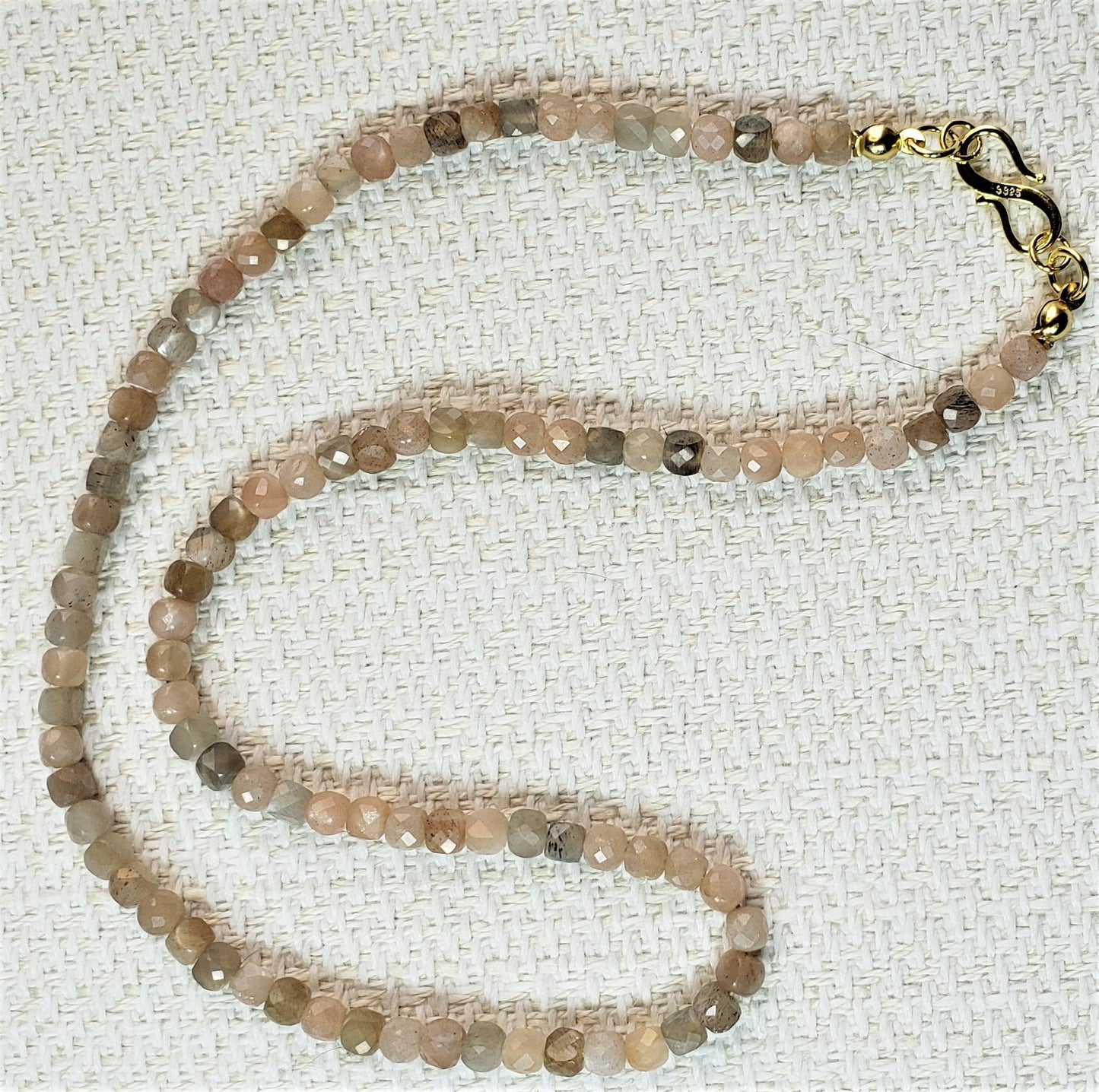 Peach and Silver Moonstone Necklace