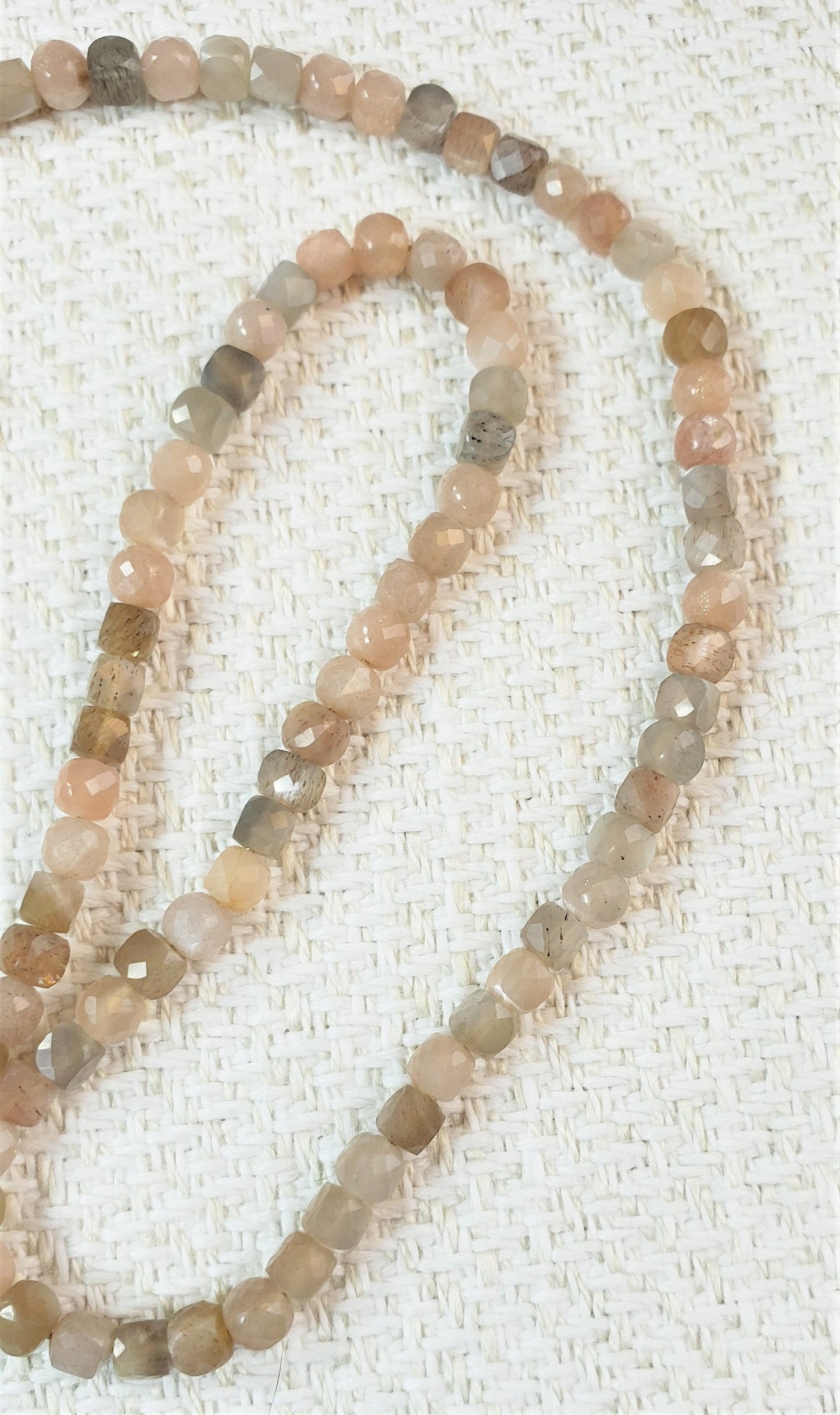 Peach and Silver Moonstone Necklace