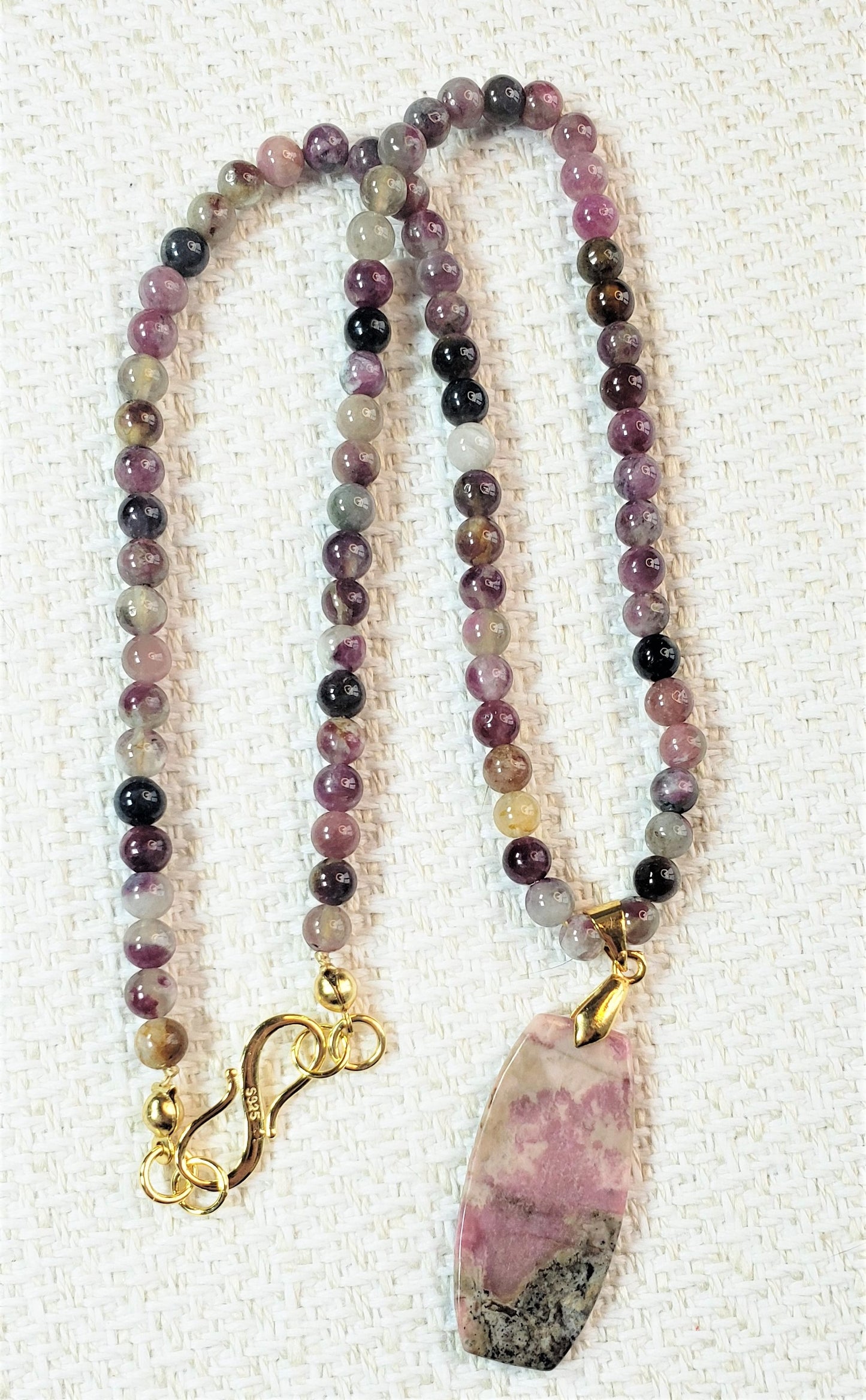 Mauve Tourmaline Necklace and Rhodochrosite Pendant