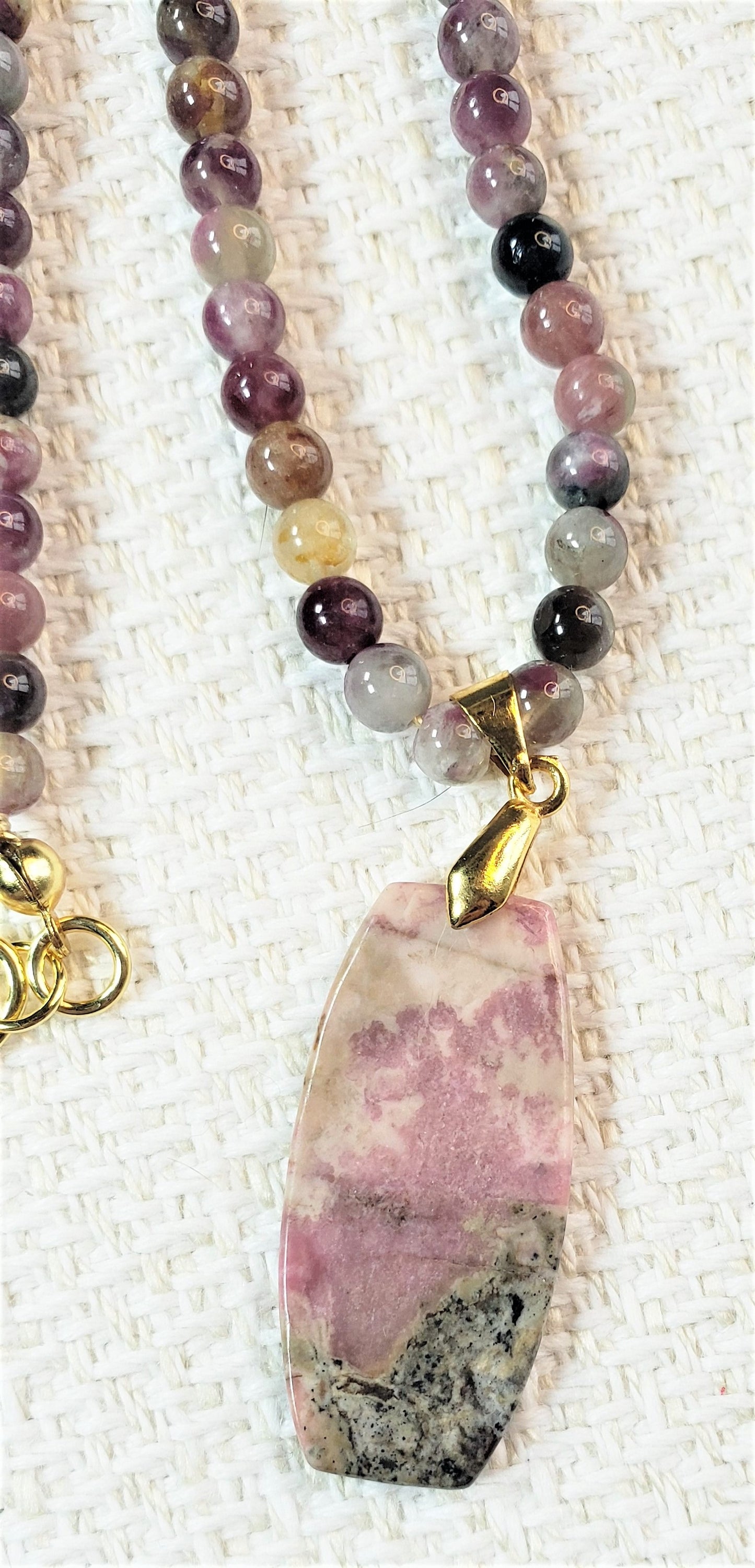 Mauve Tourmaline Necklace and Rhodochrosite Pendant