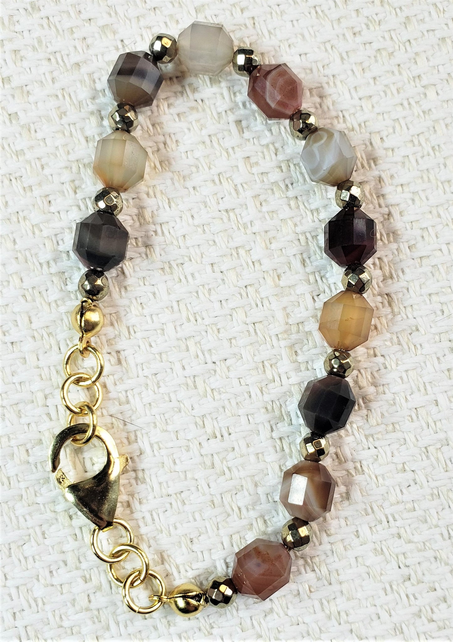 Brown Banded Agate & Antique Gold Hematite Bracelet